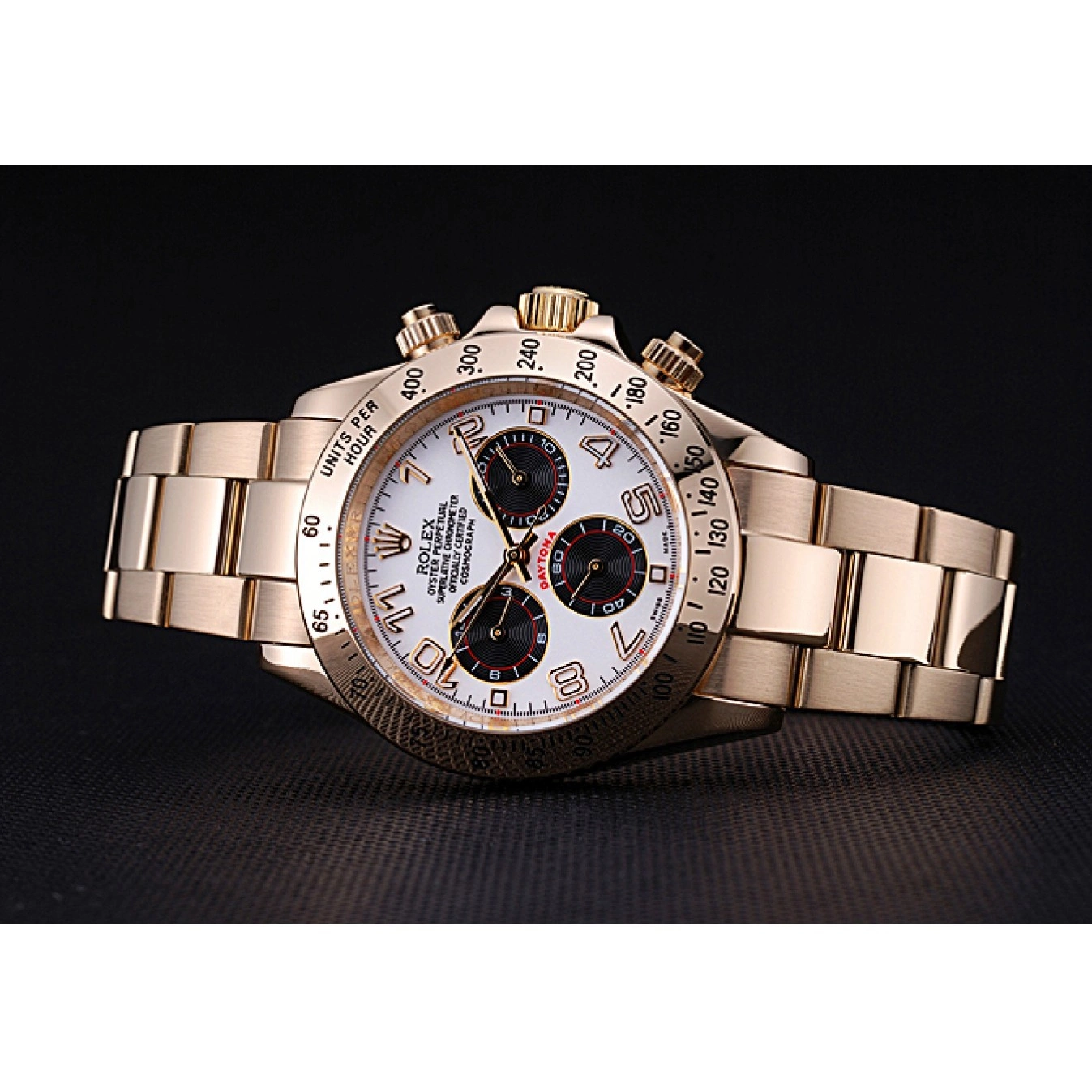 Aaa replica watch with White Black Cosmograph Rolex Gold Daytona 622548 Subdials Bracelet 0717